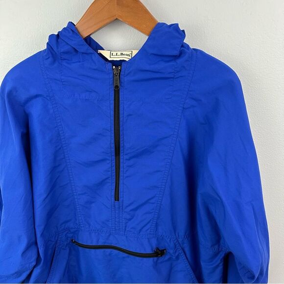 L.L. Bean Blue Pullover Hooded Rain Mountain Classic Windbreaker Anorak Jacket - Picture 4 of 14